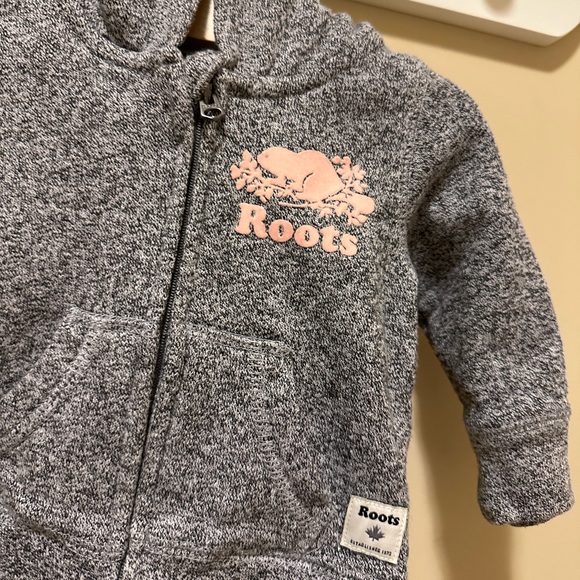 NWOT Roots Baby Organic Original Full Zip Hoodie and Sweats Salt and Pepper Set - Picture 11 of 12